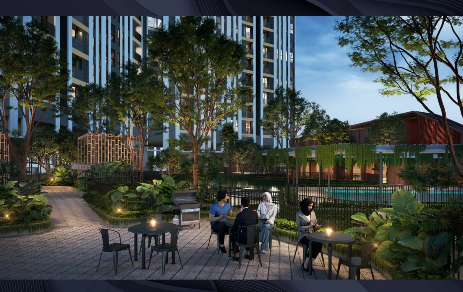 Residensi Bayu Damai basketball court between the towers, artist's impression