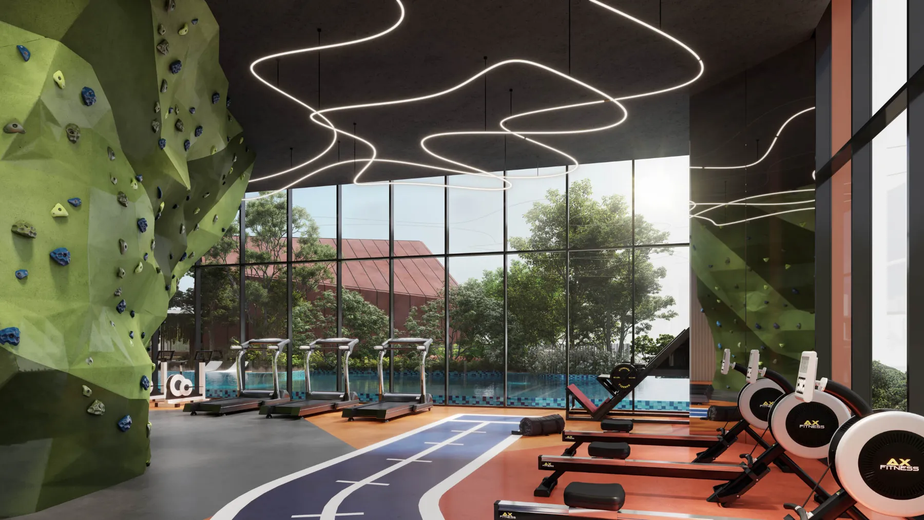 Residensi Bayu Damai gym with a climbing wall, artist's impression