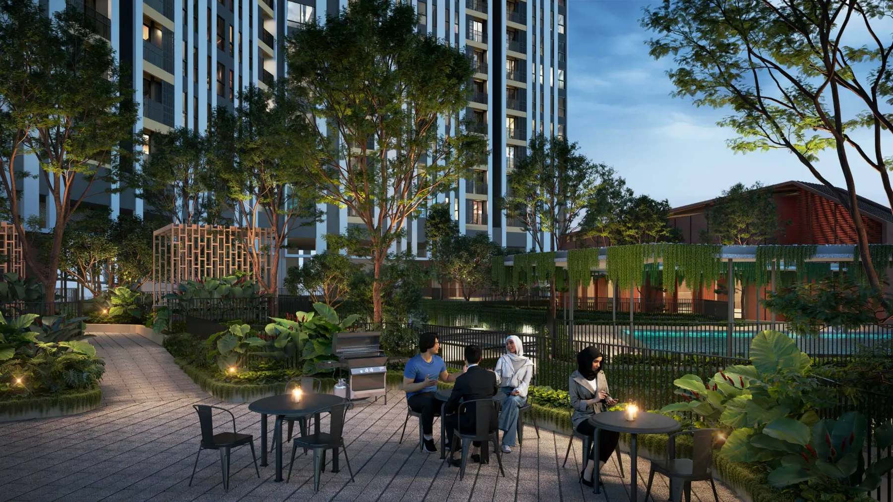 Residensi Bayu Damai outdoor lounge in the gardens, artist's impression