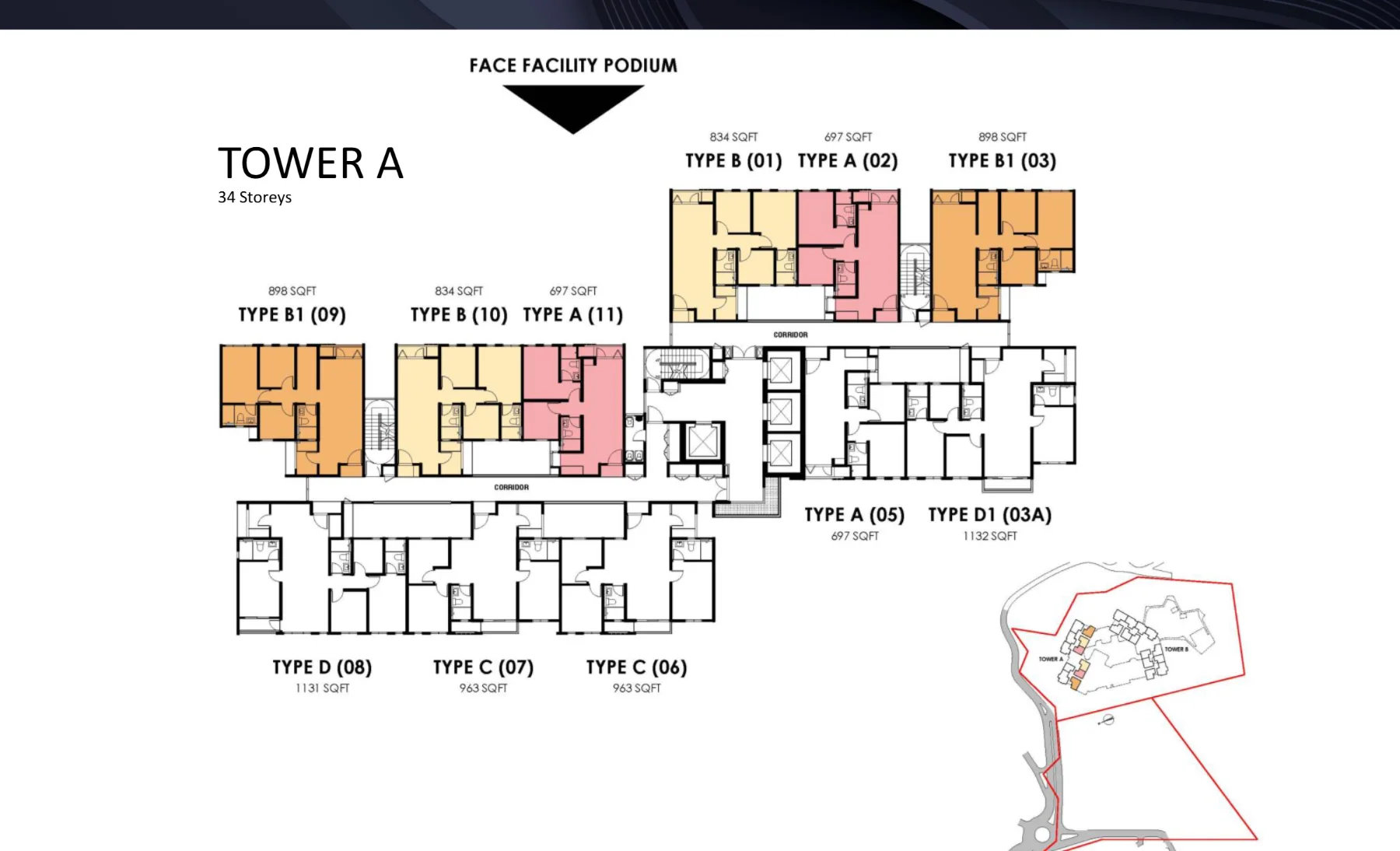 Residensi Bayu Damai floor plan Tower A, 34 storeys, Typical floor plan