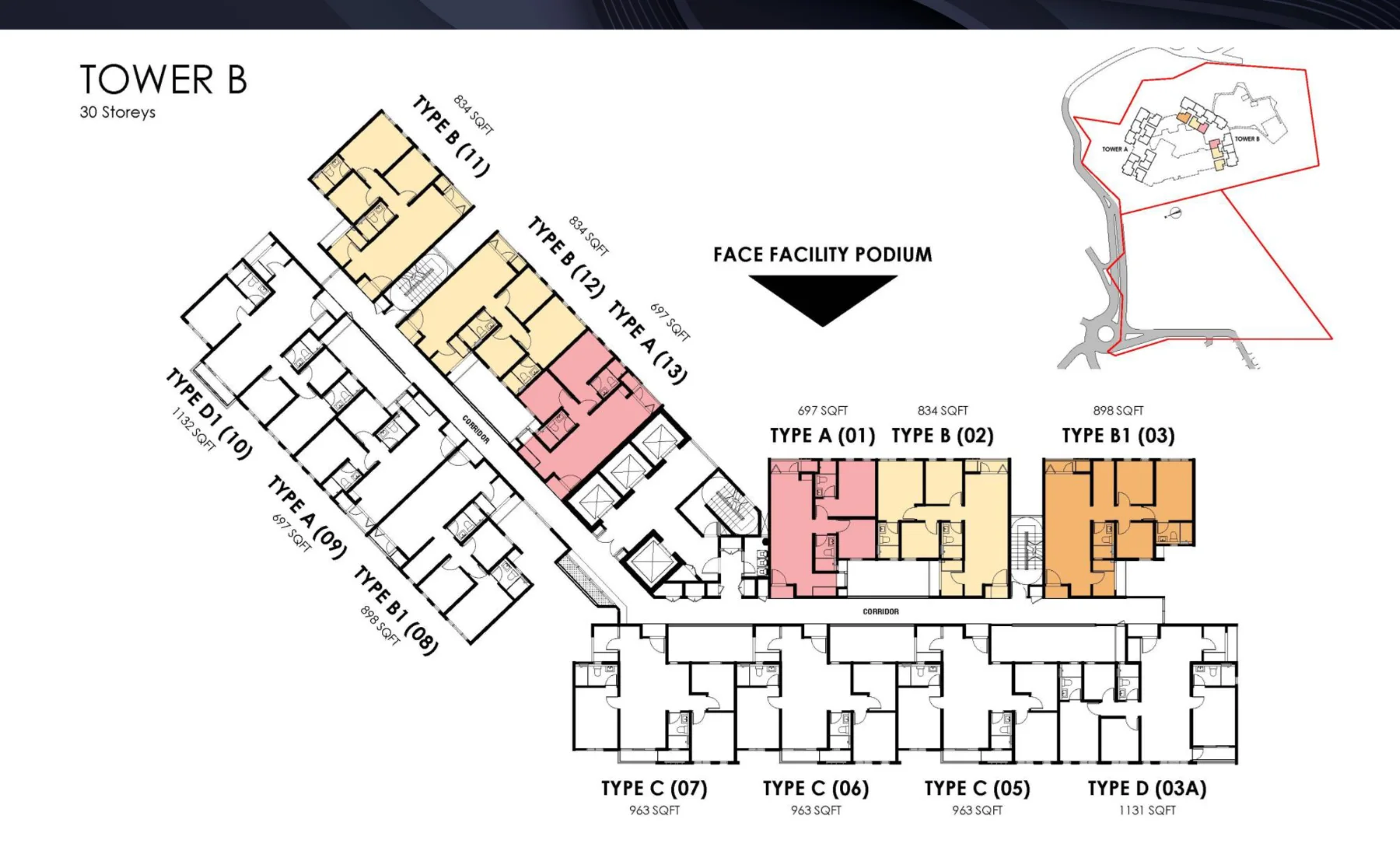 Residensi Bayu Damai floor plan Tower B, 30 storeys, Typical floor plan